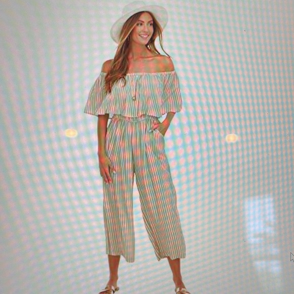 Taupe Stripe Olsen Jumpsuit - Picture 2 of 5